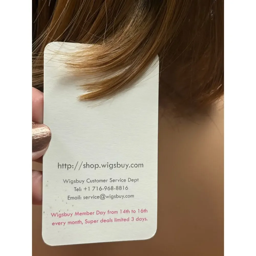 WigsBuy Strawberry Blonde Synthetic Bob Wig with Bangs Short Straight 12